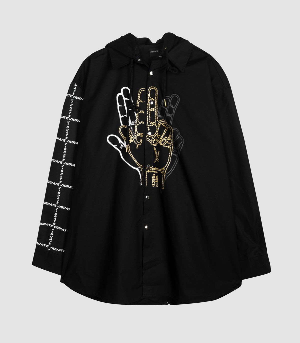 바이브레이트(VIBRATE) GOLDLINE CENTER FINGER HOODIE JACKET (BLACK)