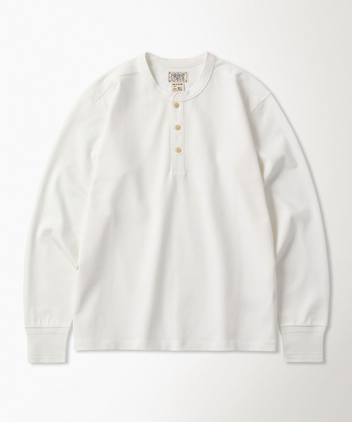 브론슨(BRONSON) Vintage Long Sleeve Henley Shirt White
