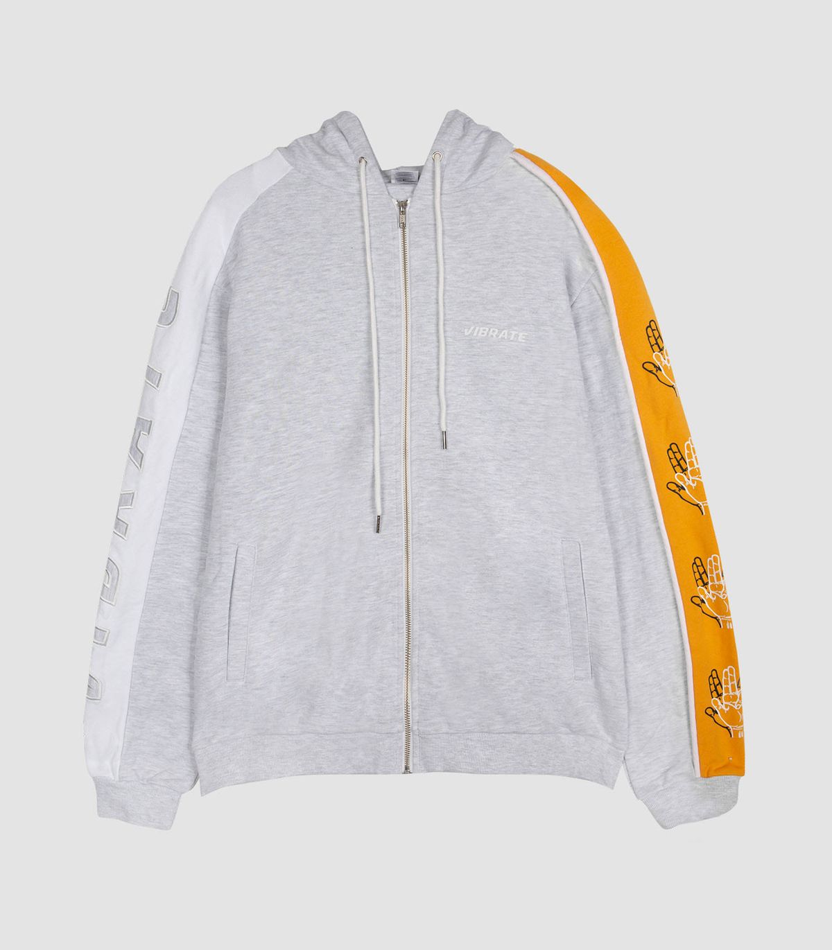 바이브레이트(VIBRATE) SLEEVE COLOR SCHEME HOODIE ZIPUP (MELANGE&YELLOW)
