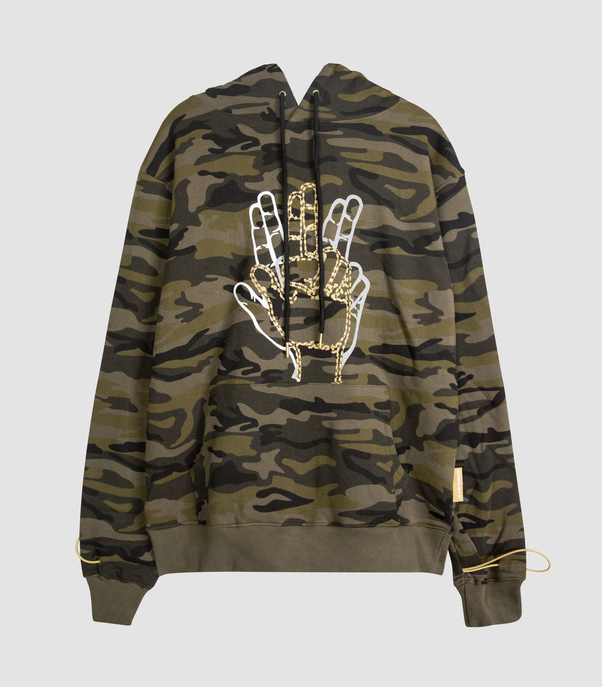 바이브레이트(VIBRATE) GOLDLINE SLEEVE STRING POINT HOODIE (CAMO)