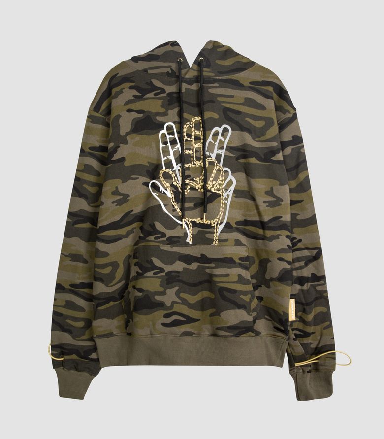 GOLDLINE SLEEVE STRING POINT HOODIE (CAMO)