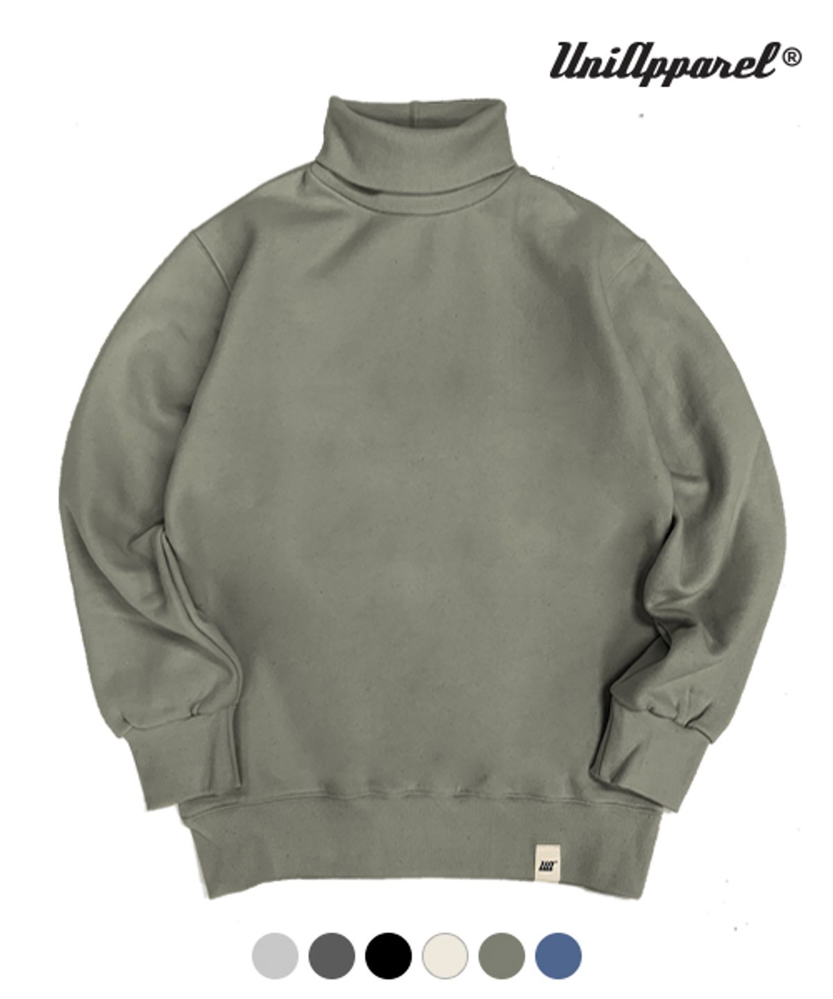 유니어패럴(UNI APPAREL) 베이직 기모 터틀넥 스웨트셔츠 카키