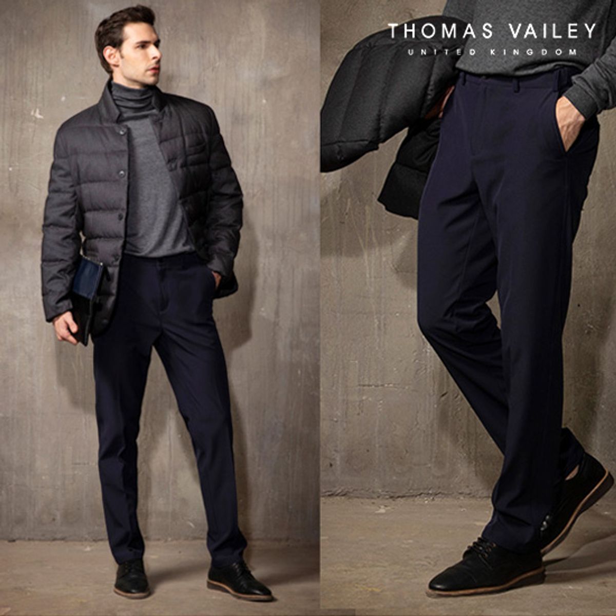 토마스 베일리(THOMAS VAILEY) 퍼펙트핏 기모본딩팬츠 다크네이비 7GTTHD4MPT122