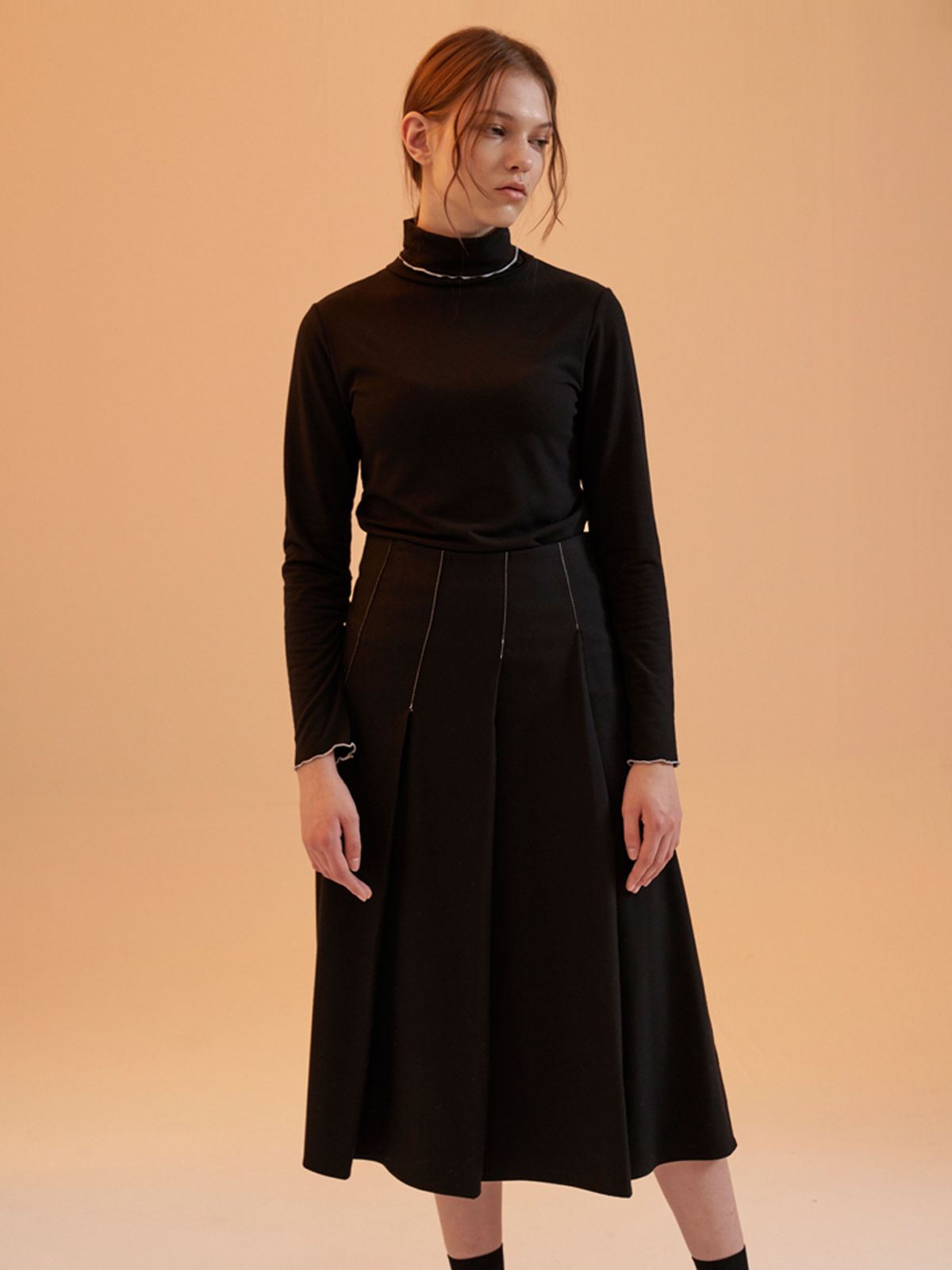 일일오구스튜디오(1159STUDIO) MH12 WIDE PLEATS SKIRT_BK