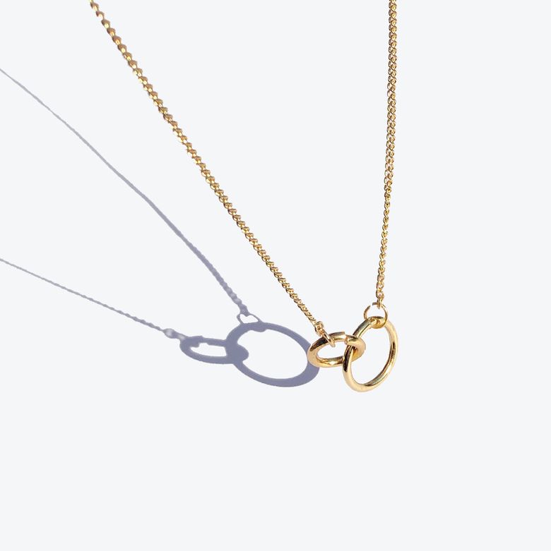 [19ALL] Double Circle Pendant Gold Necklace / 써지컬스틸 더블 써클 펜던트 골드목걸이