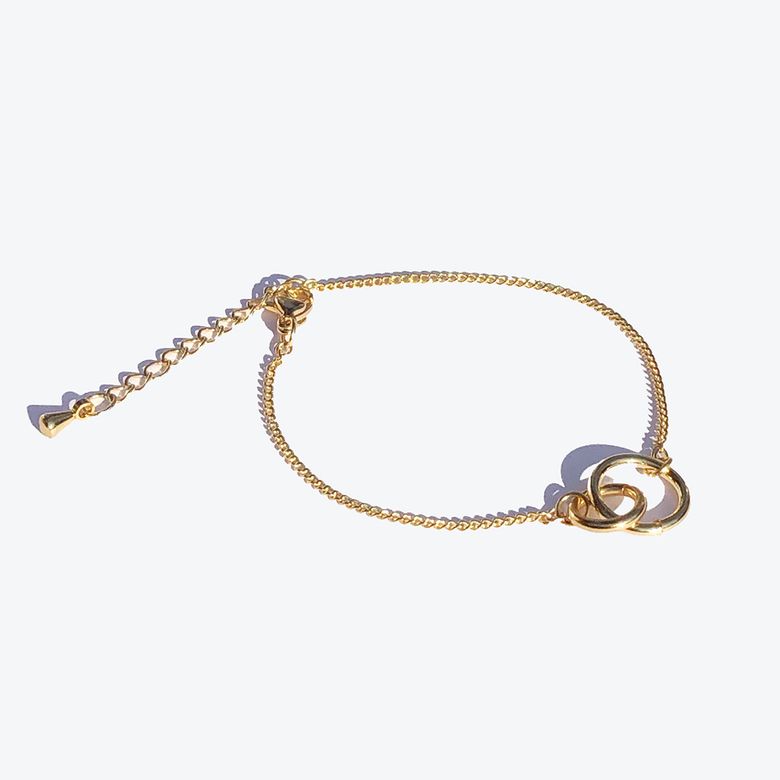 [19ALL] Double Circle Pendant Gold  Bracelet/ 써지컬스틸 더블 써클 펜던트 골드팔찌