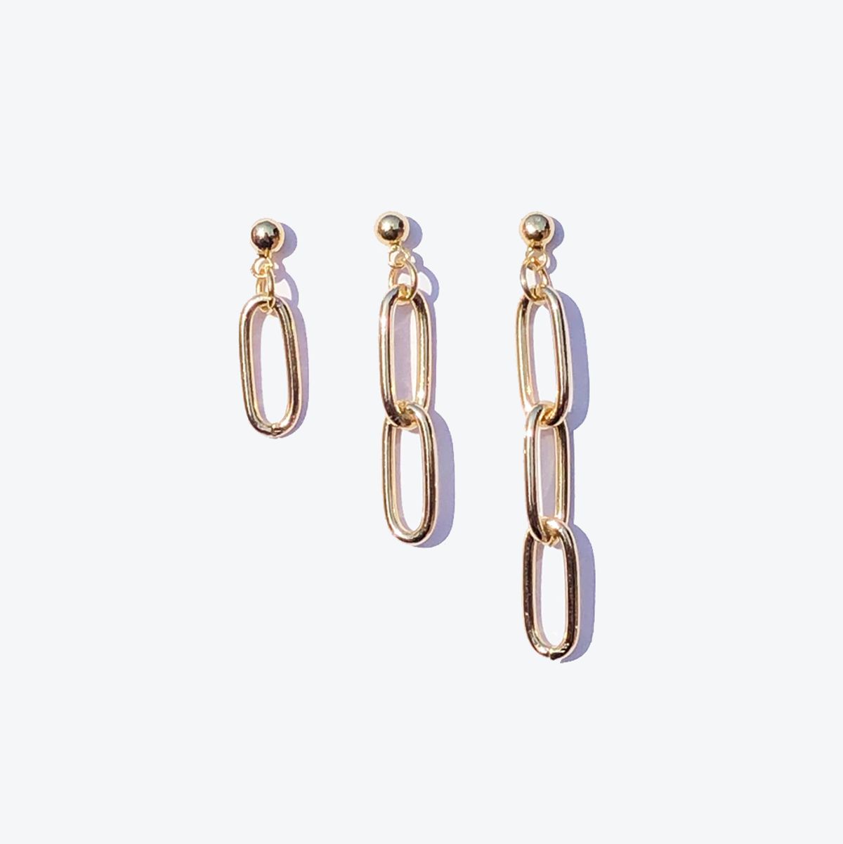 러쉬오프(RUSH OFF) Daily Gold Chain Earring 3set /  데일리 골드 체인귀걸이 3셋트 - 써지컬스틸 침