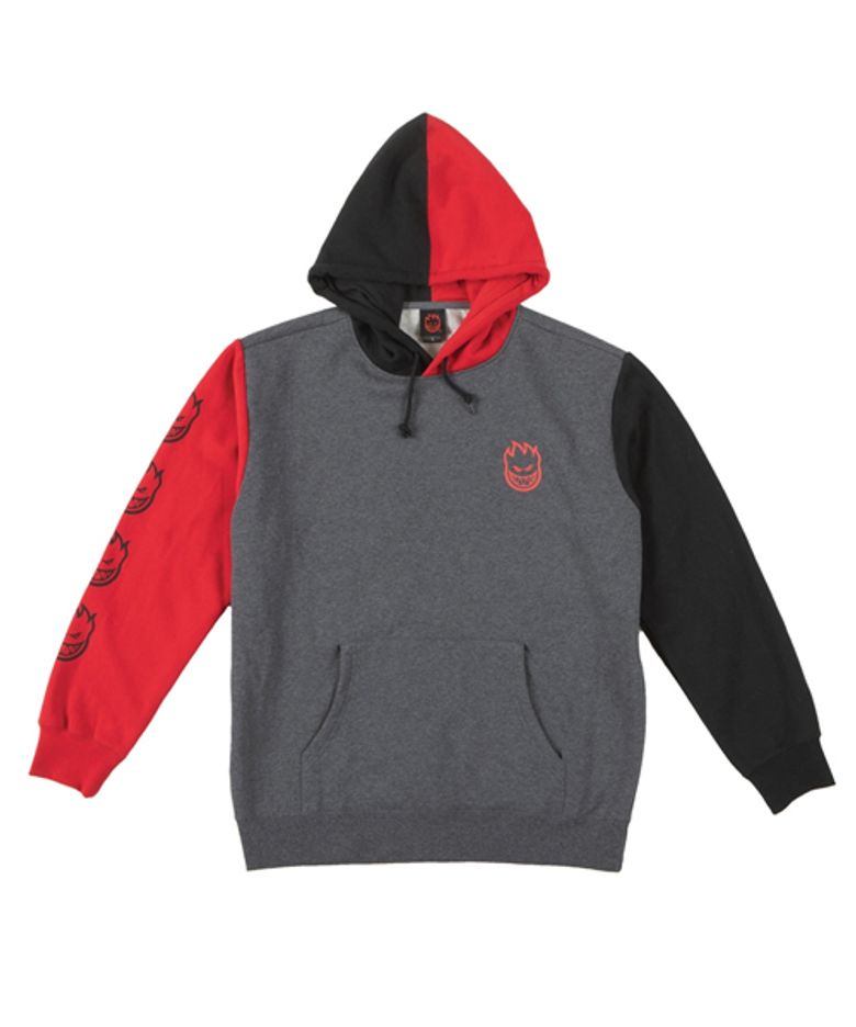 BIGHEAD BLOCKED Pullover Hooded Sweatshirt - CHARCOAL/SCARLET/BLACK 53110092