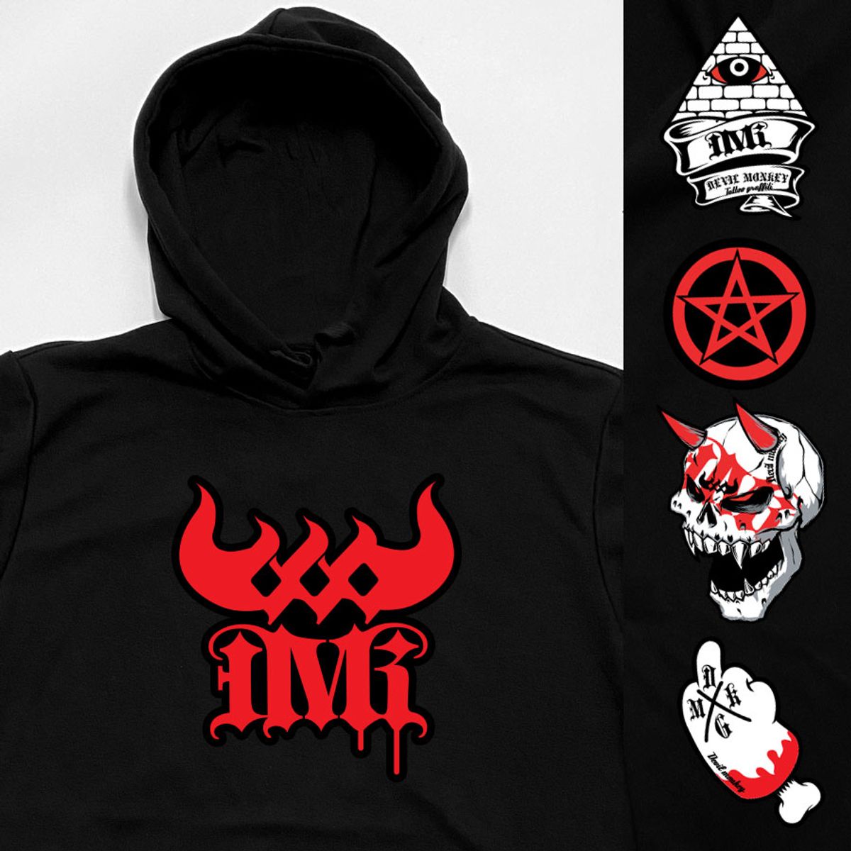 돌돌(DOLDOL) DMK_HOODY_80 그래피티 아티스트 데빌몽키 dmk 타투 캐릭터 디자인 후드티 후디