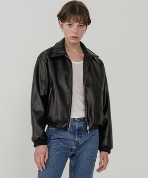 Overfit leather crop blouson