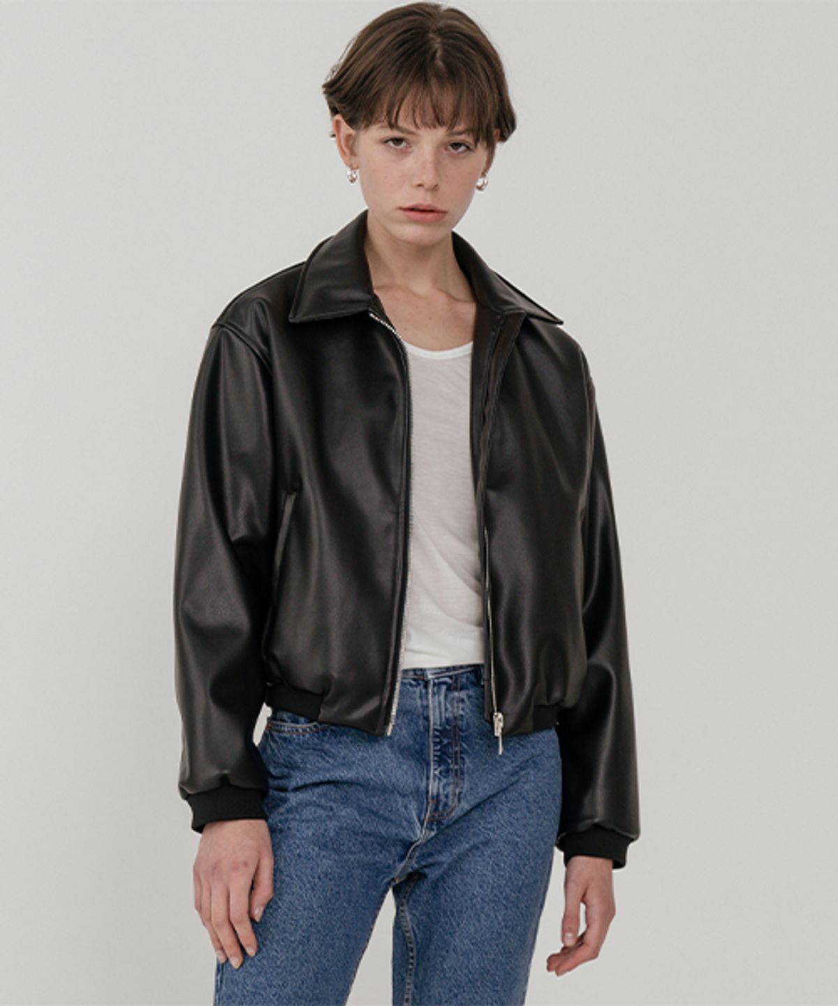 레이디 볼륨(LADY VOLUME) Overfit leather crop blouson