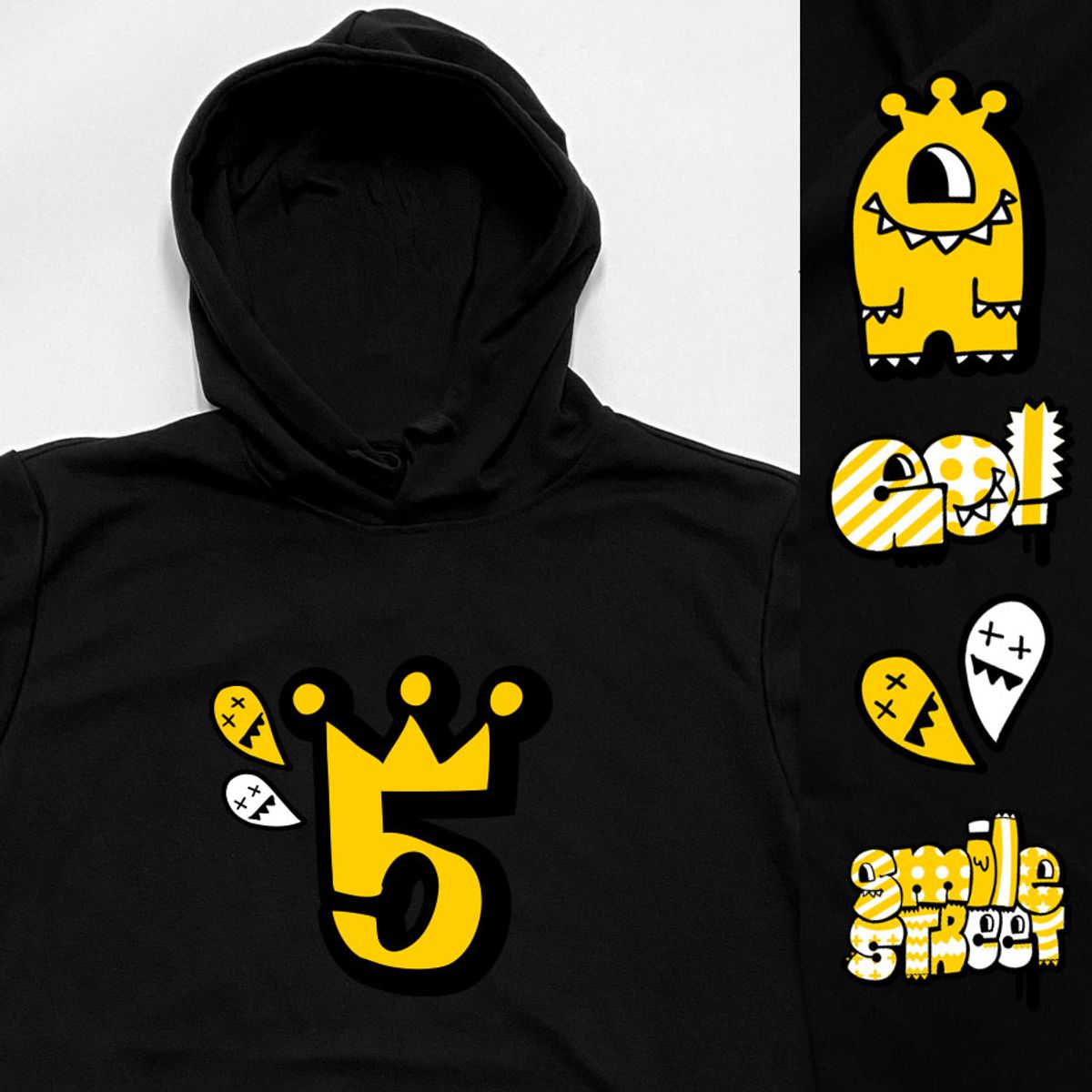 돌돌(DOLDOL) Crown5_HOODY_01 스마일 몬스터 크라운5 캐릭터 디자인 후드티 후디