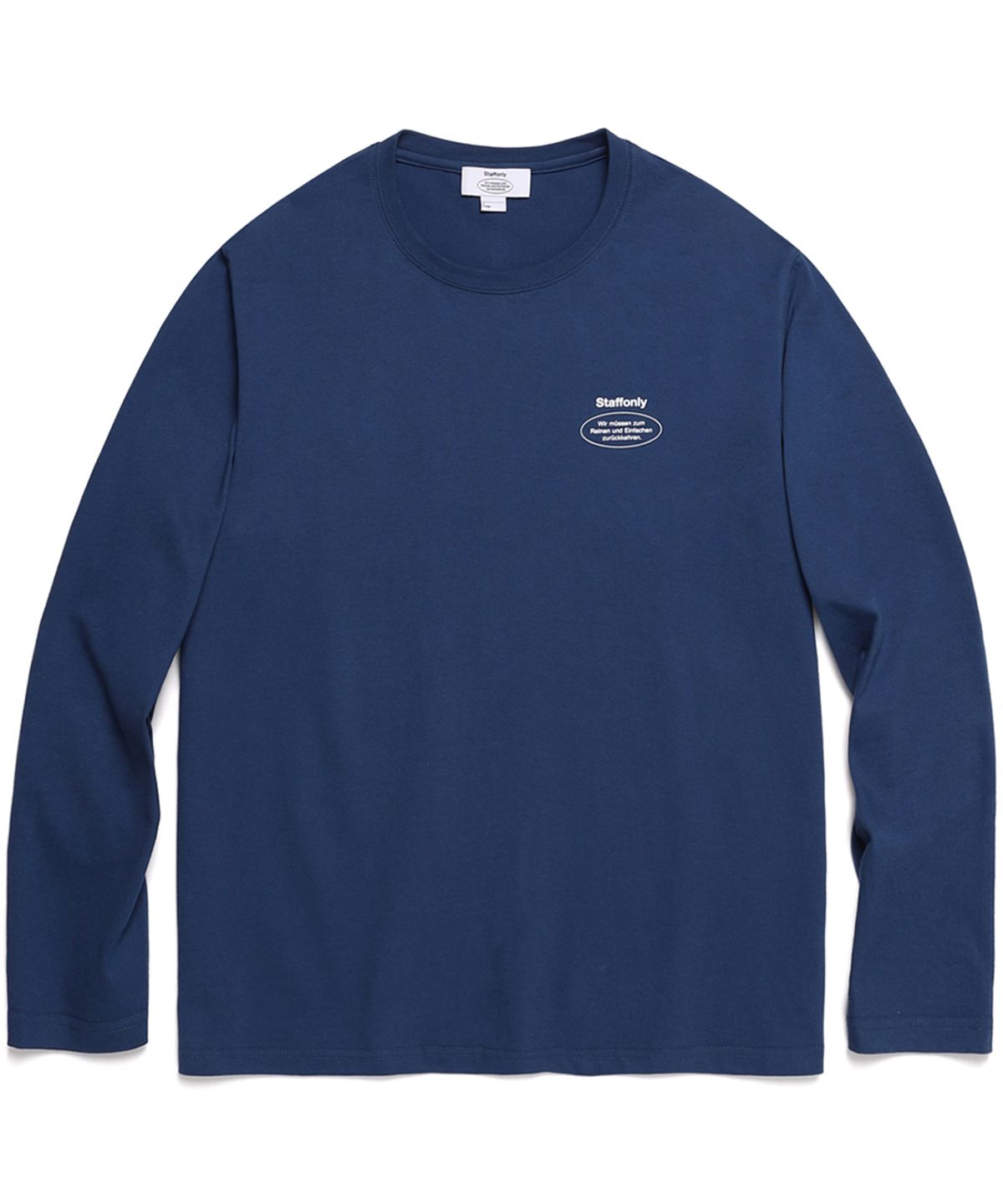 스텝온리(STAFFONLY) SLOGAN LOGO LONG SLEEVE (DEEP BLUE)