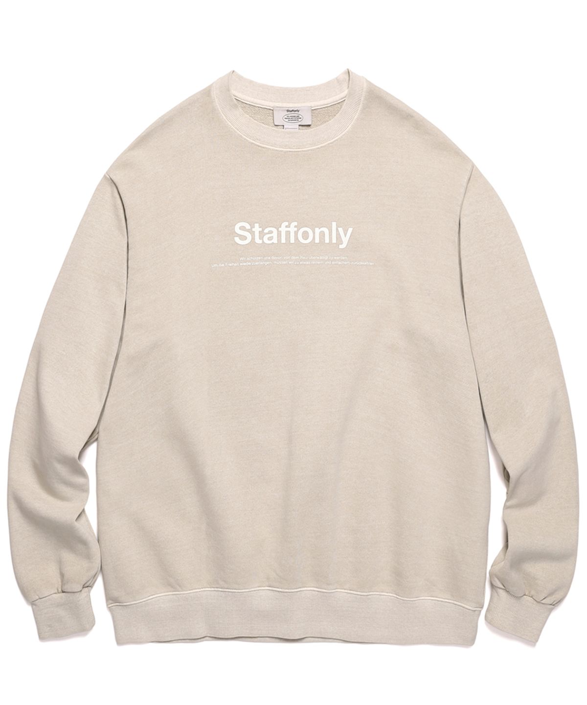 스텝온리(STAFFONLY) PIGMENT BIG LOGO CREWNECK (WASHED IVORY)
