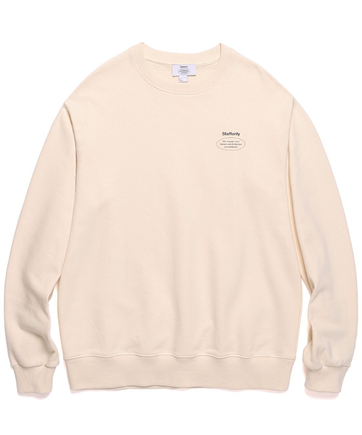 스텝온리(STAFFONLY) SLOGAN LOGO CREWNECK (IVORY)