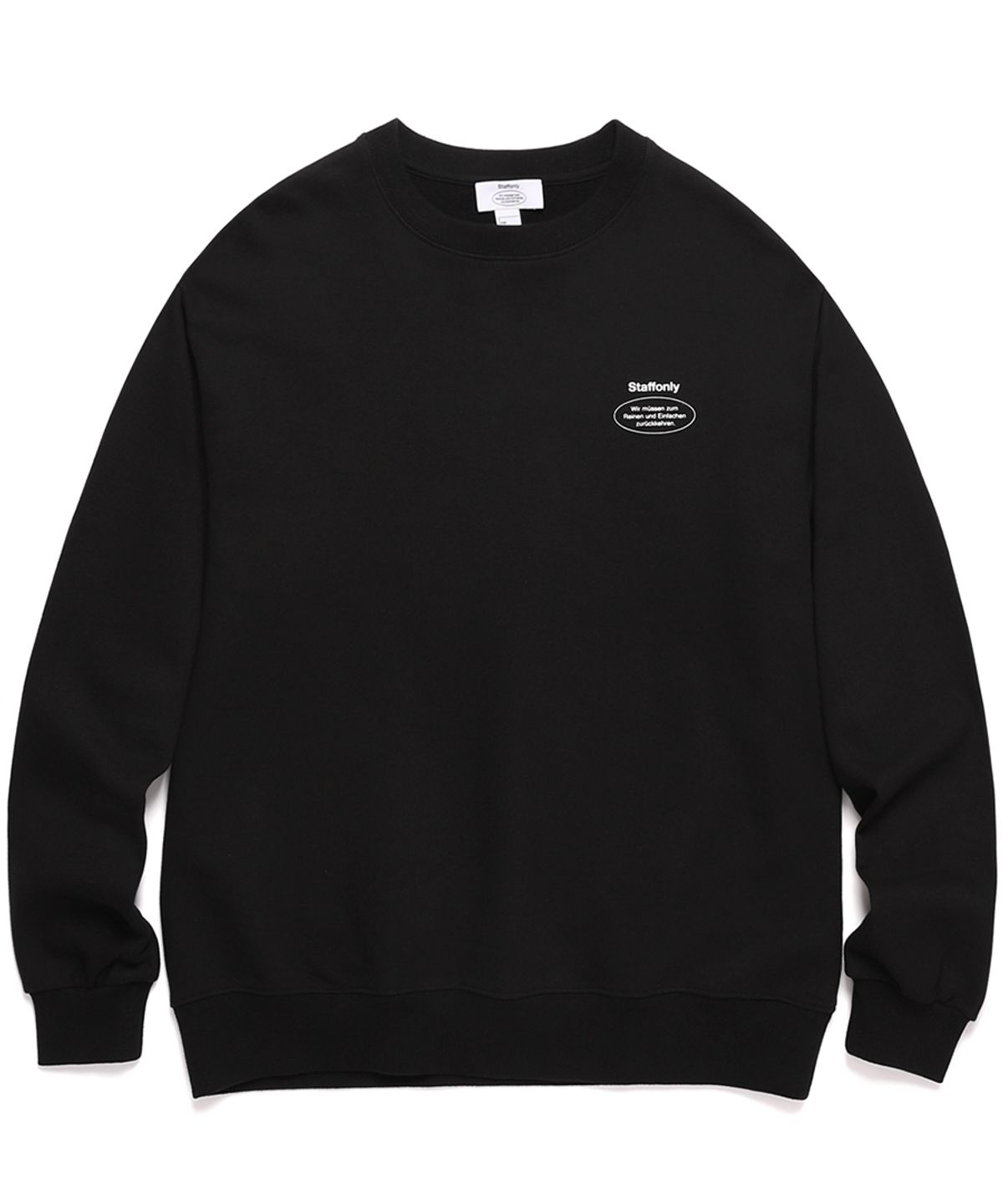 스텝온리(STAFFONLY) SLOGAN LOGO CREWNECK (BLACK)