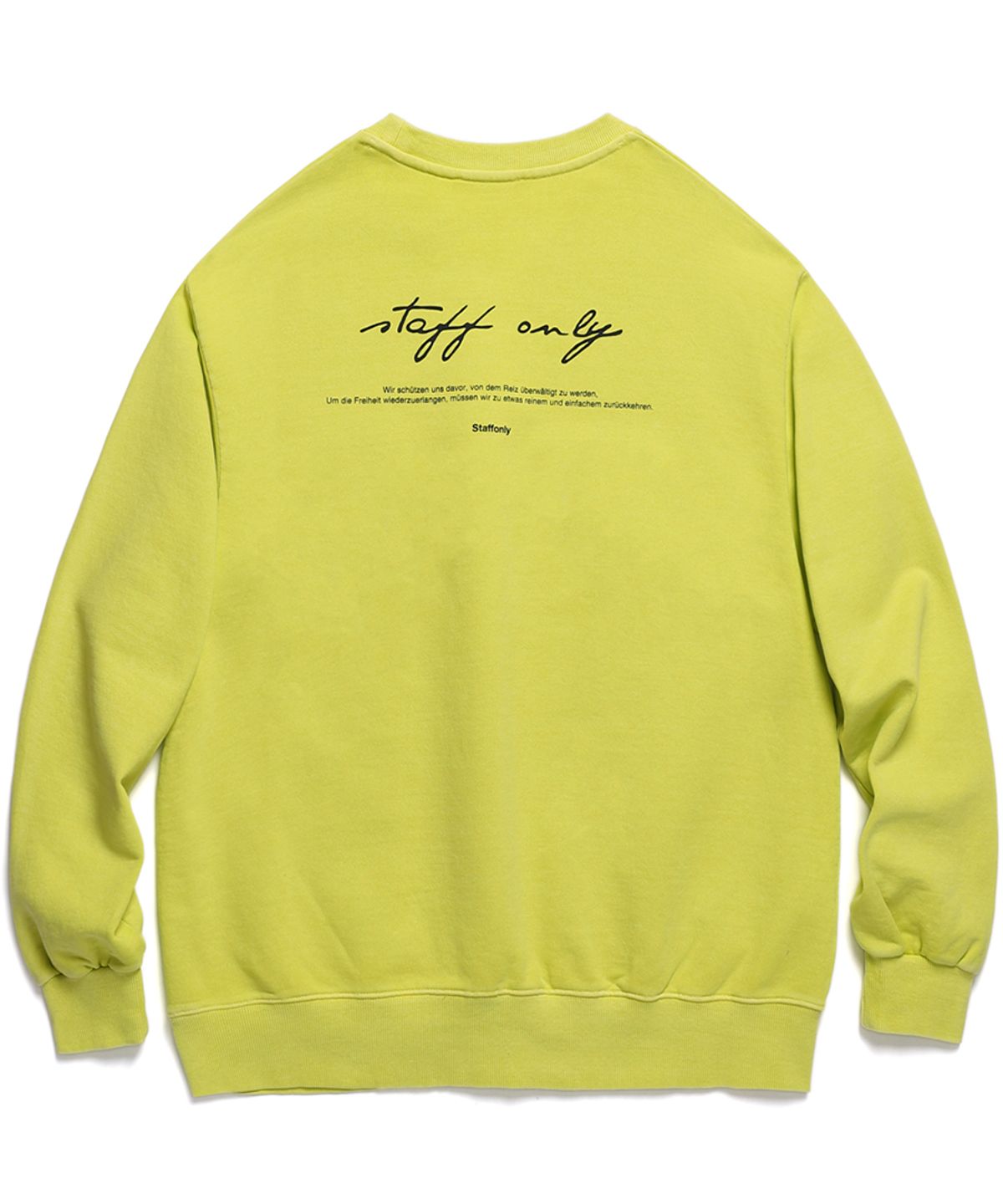스텝온리(STAFFONLY) PIGMENT SIGN LOGO CREWNECK (WASHED LEMON)
