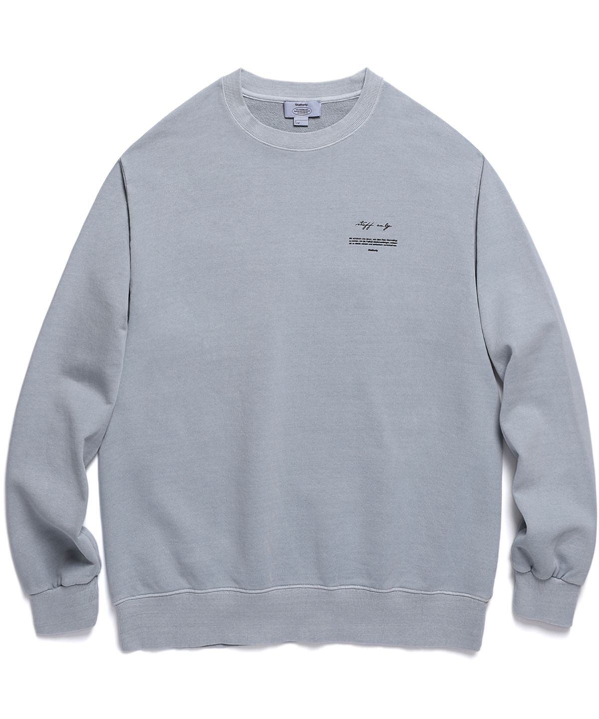 스텝온리(STAFFONLY) PIGMENT SIGN LOGO CREWNECK (WASHED SKY BLUE)