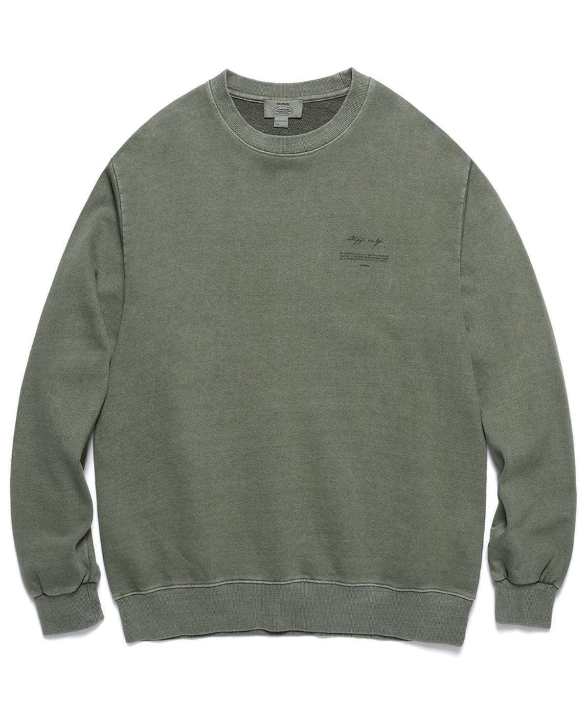 스텝온리(STAFFONLY) PIGMENT SIGN LOGO CREWNECK (WASHED KHAKI)