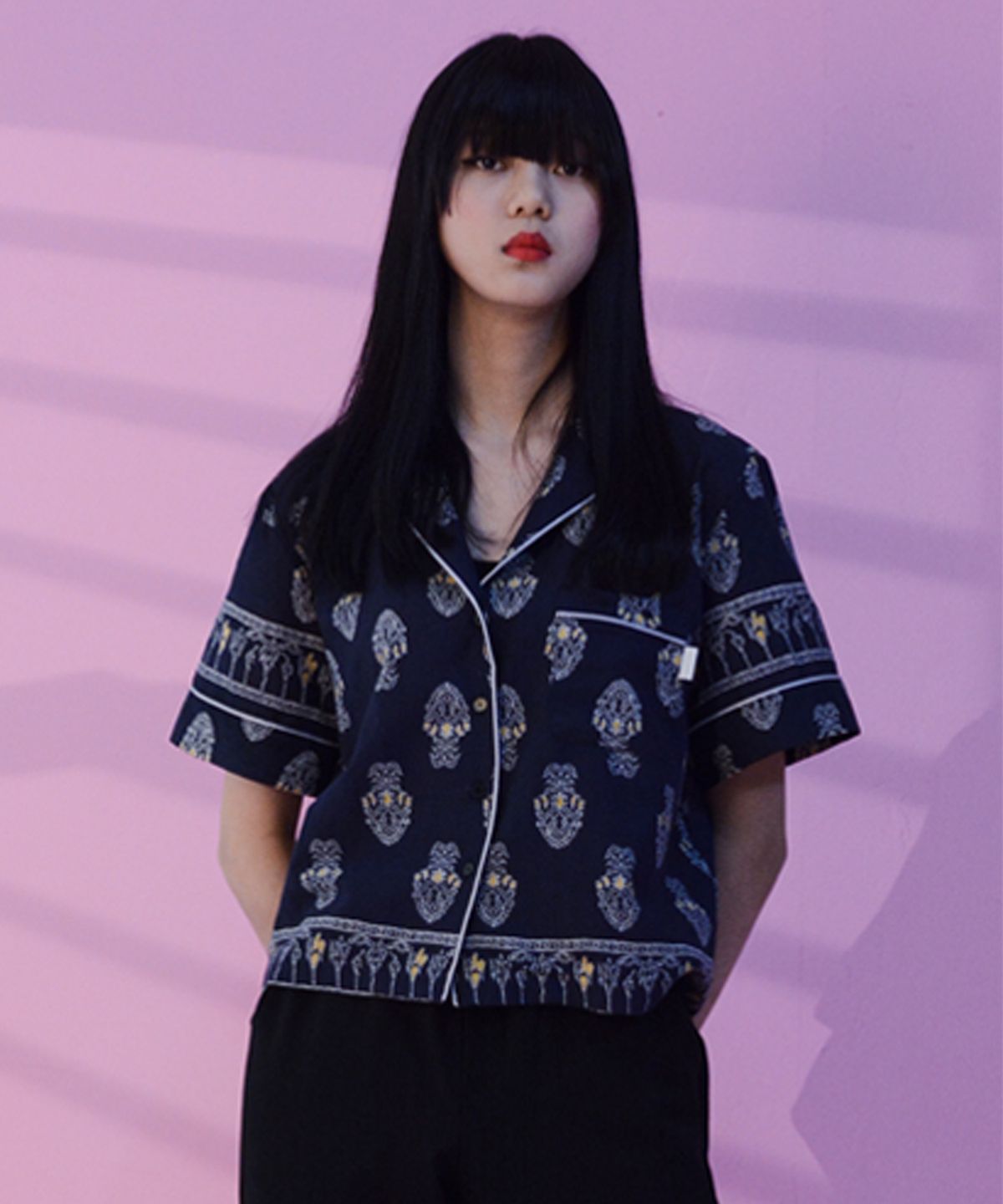 아이멀크(IMIRK) 오픈카라 셔츠 (네이비)