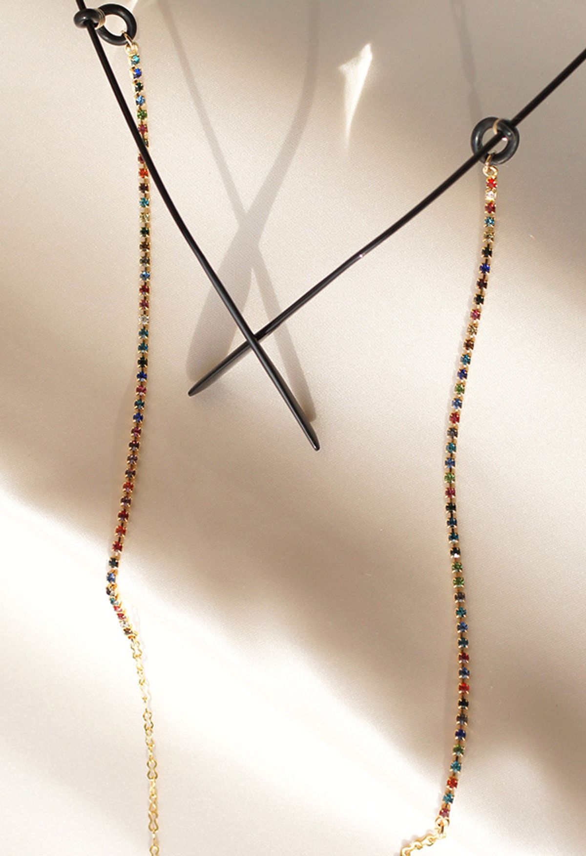 트레쥬(TREAJU) Rainbow color cubic glasses chain