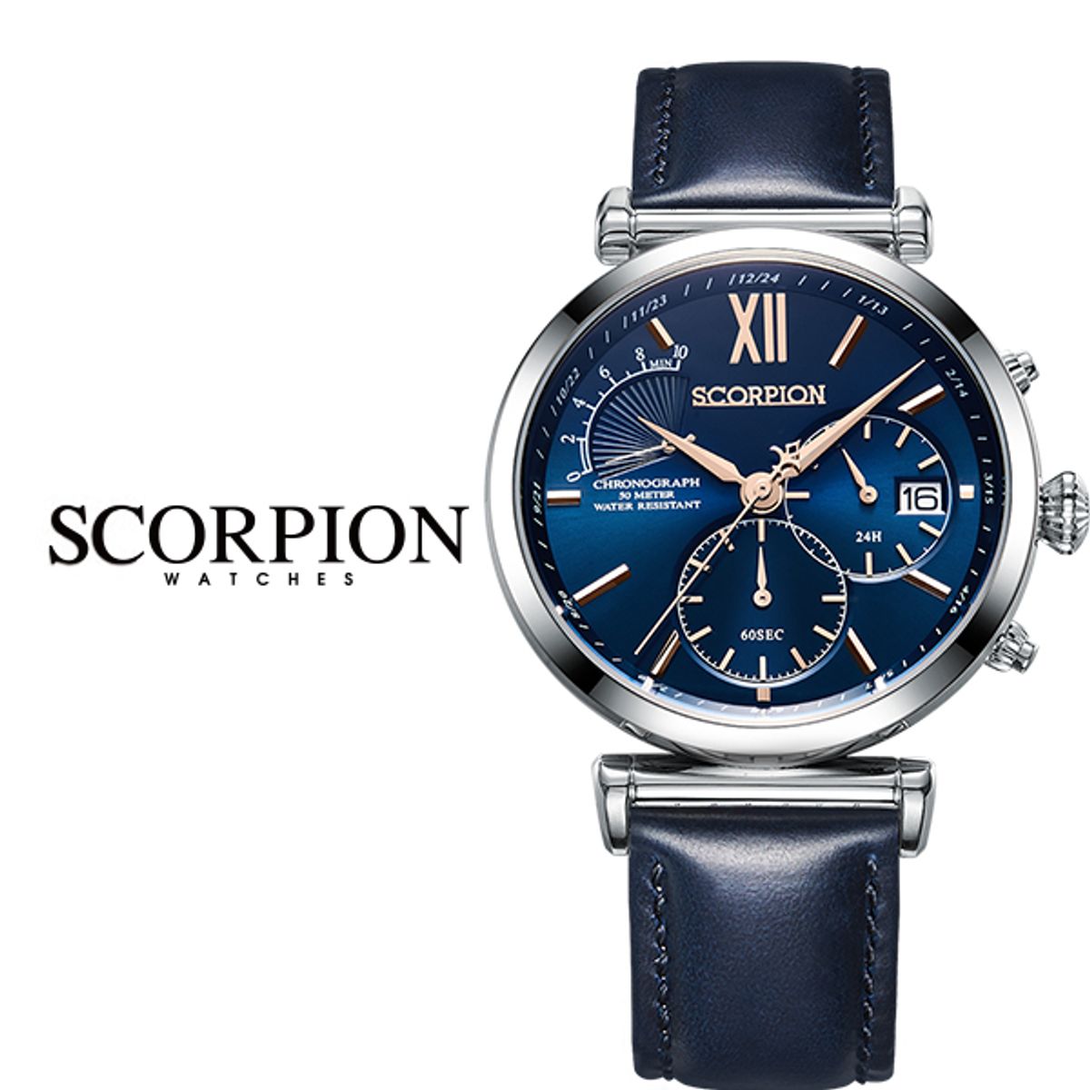 스콜피온(SCORPION) Mafdet 남자 D버클 가죽시계 SP3361L-BUW