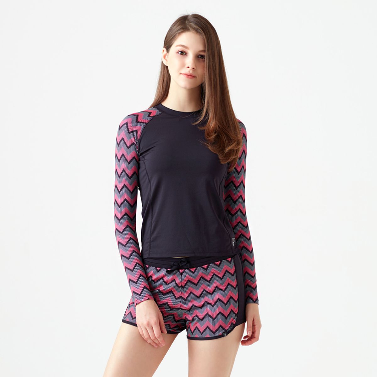 베이직엘르(BASIC ELLE) 여성 나그랑 래쉬가드 상하세트 BEL-R203K