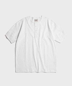 Vintage Short Sleeve Henley Tee White