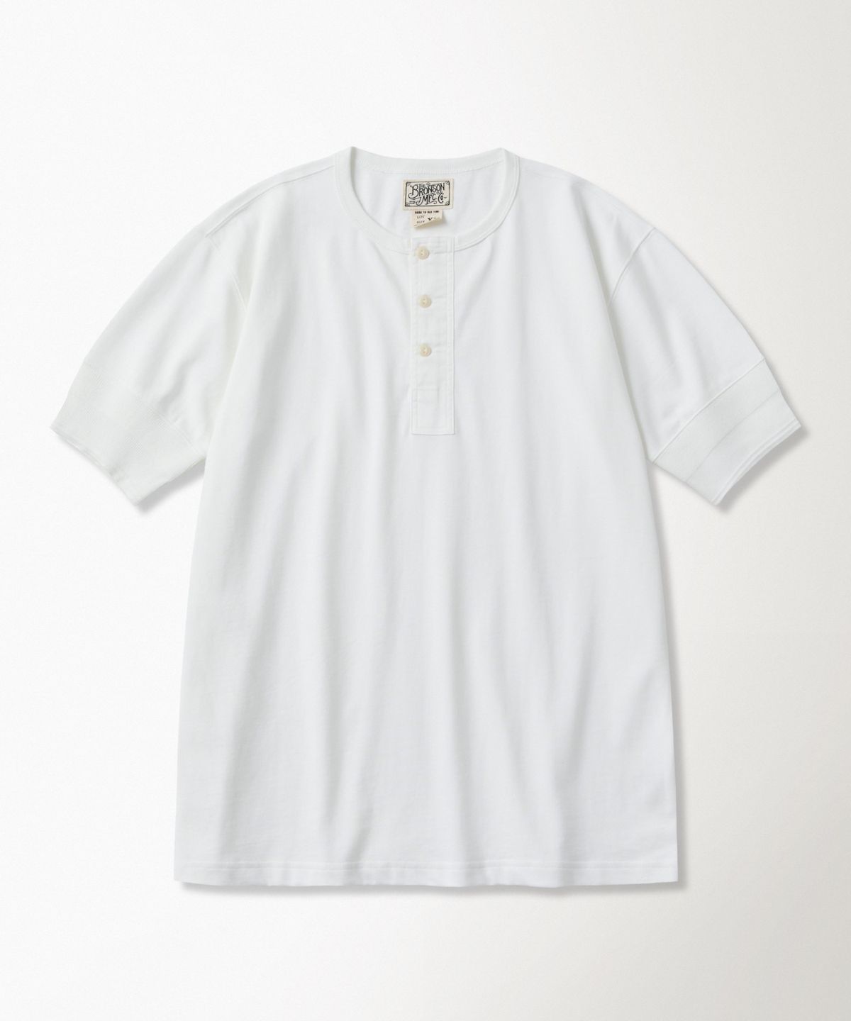 브론슨(BRONSON) Vintage Short Sleeve Henley Tee White