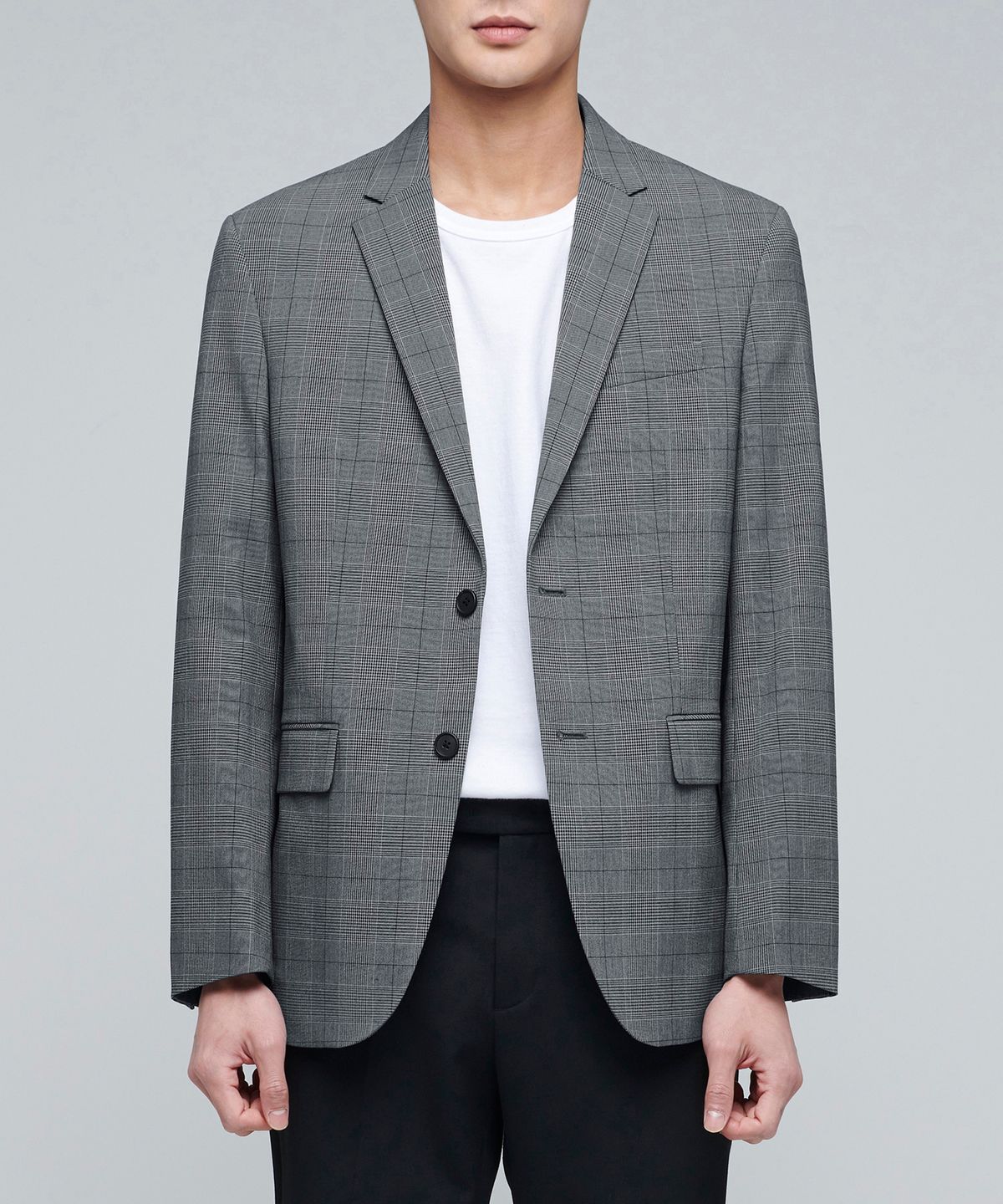 무신사 스탠다드(MUSINSA STANDARD) 글렌 체크 베이식 블레이저 [미디엄 그레이]