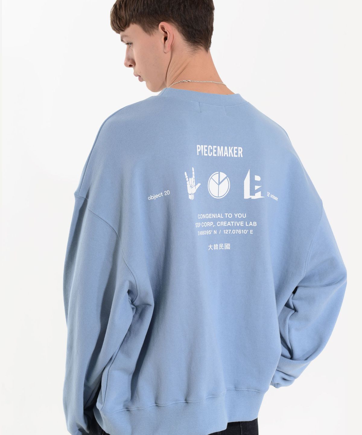 피스메이커(PIECE MAKER) PM ICON SWEAT SHIRTS (SKY BLUE)