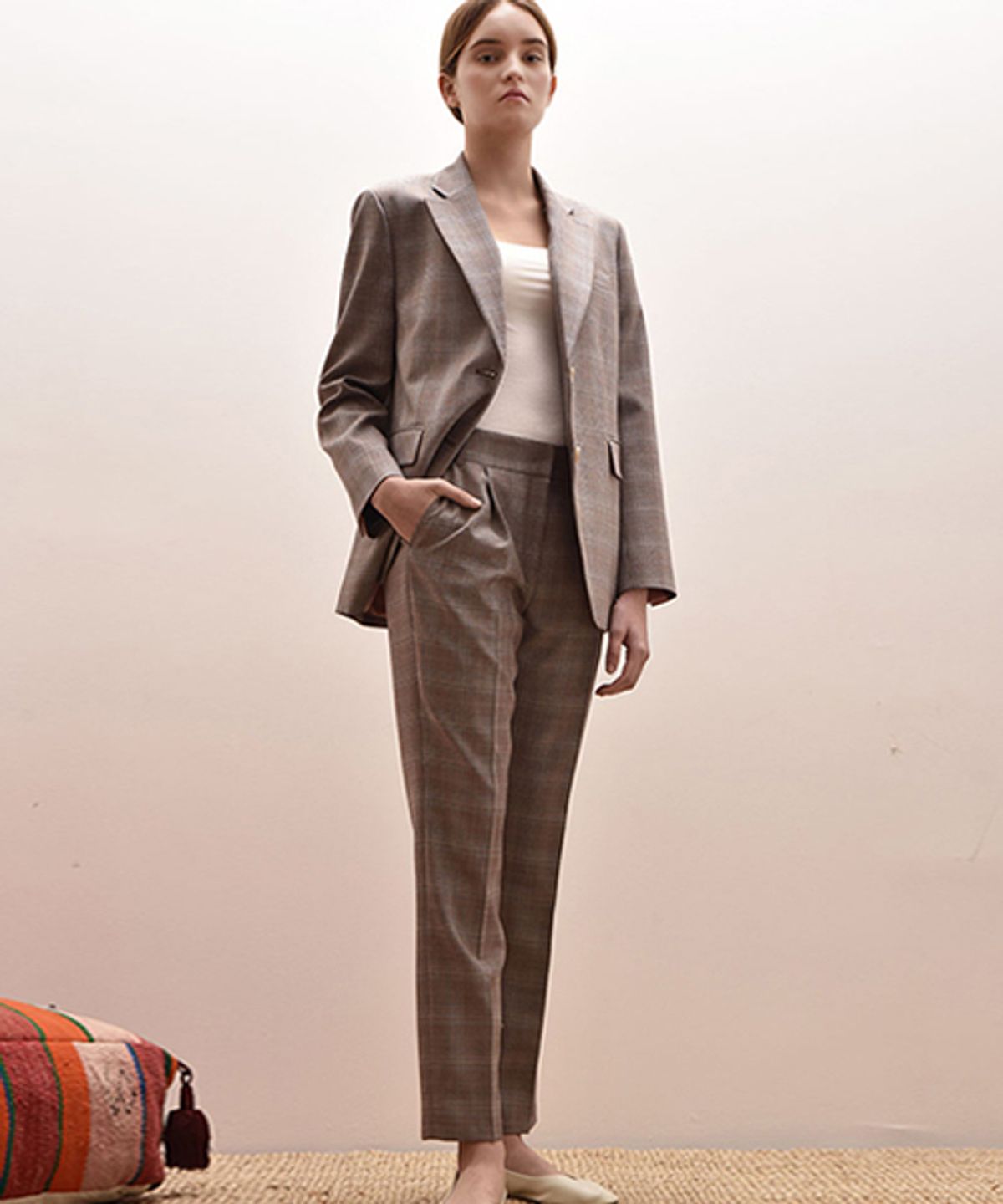 아바몰리(AVA MOLLI) CASIOPEA TUCK PANTS (Pink check)