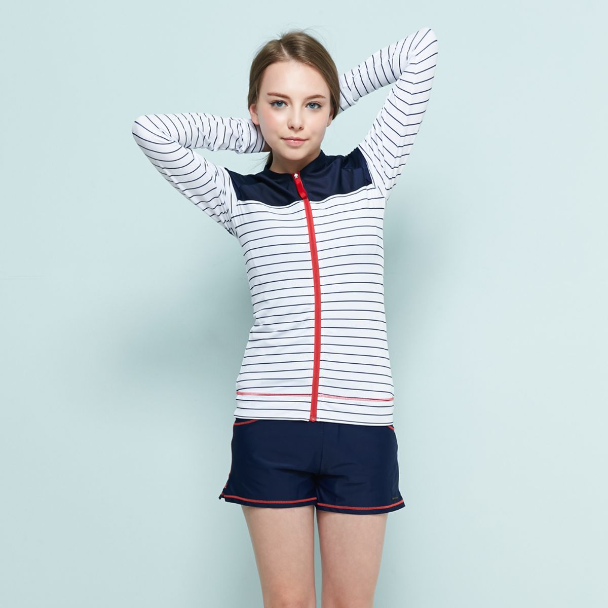 베이직엘르(BASIC ELLE) 여성 집업 래쉬가드 3PCS BEL-R218N