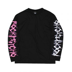양팔 레터링 롱 슬리브 티셔츠(블랙)