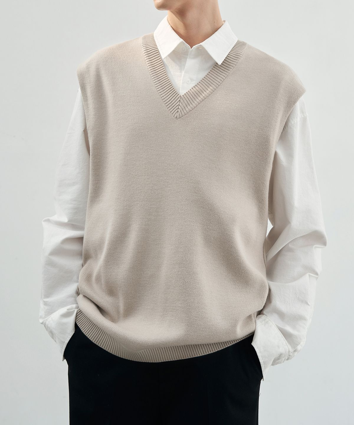 드로우핏(DRAW FIT) 오버핏 울 니트 베스트 [L.BEIGE]