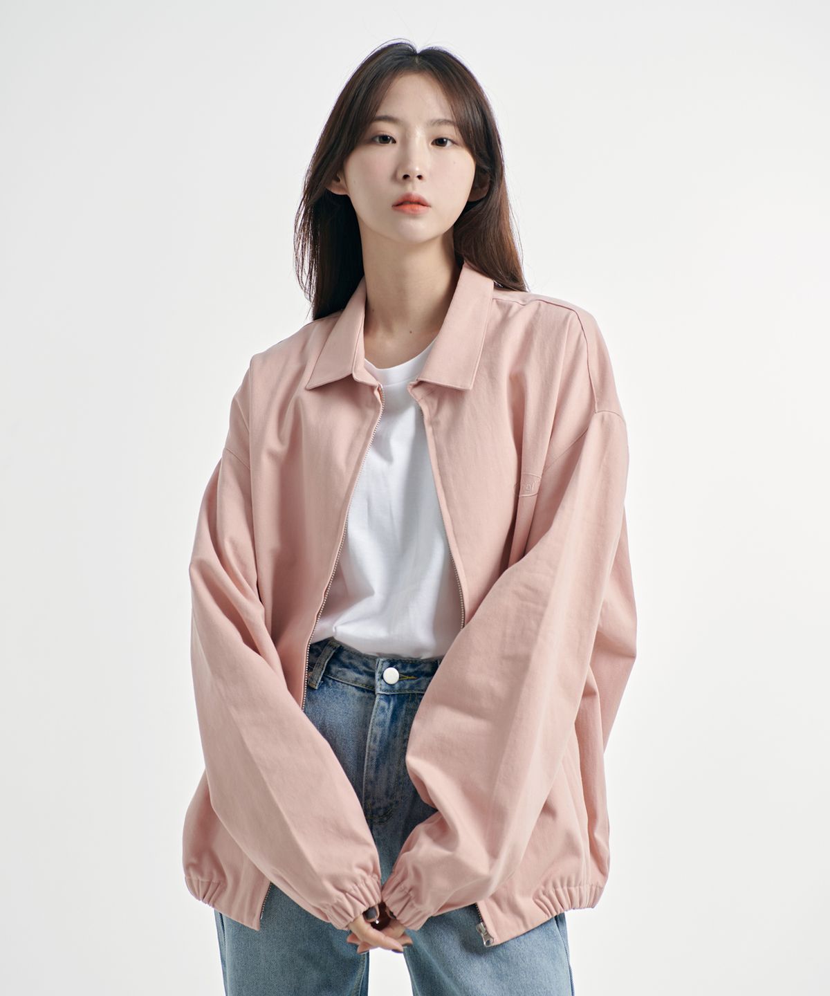기프트오리지널(GIFTORIGINAL) (UNISEX) 베이직 G 로고 면자켓_핑크