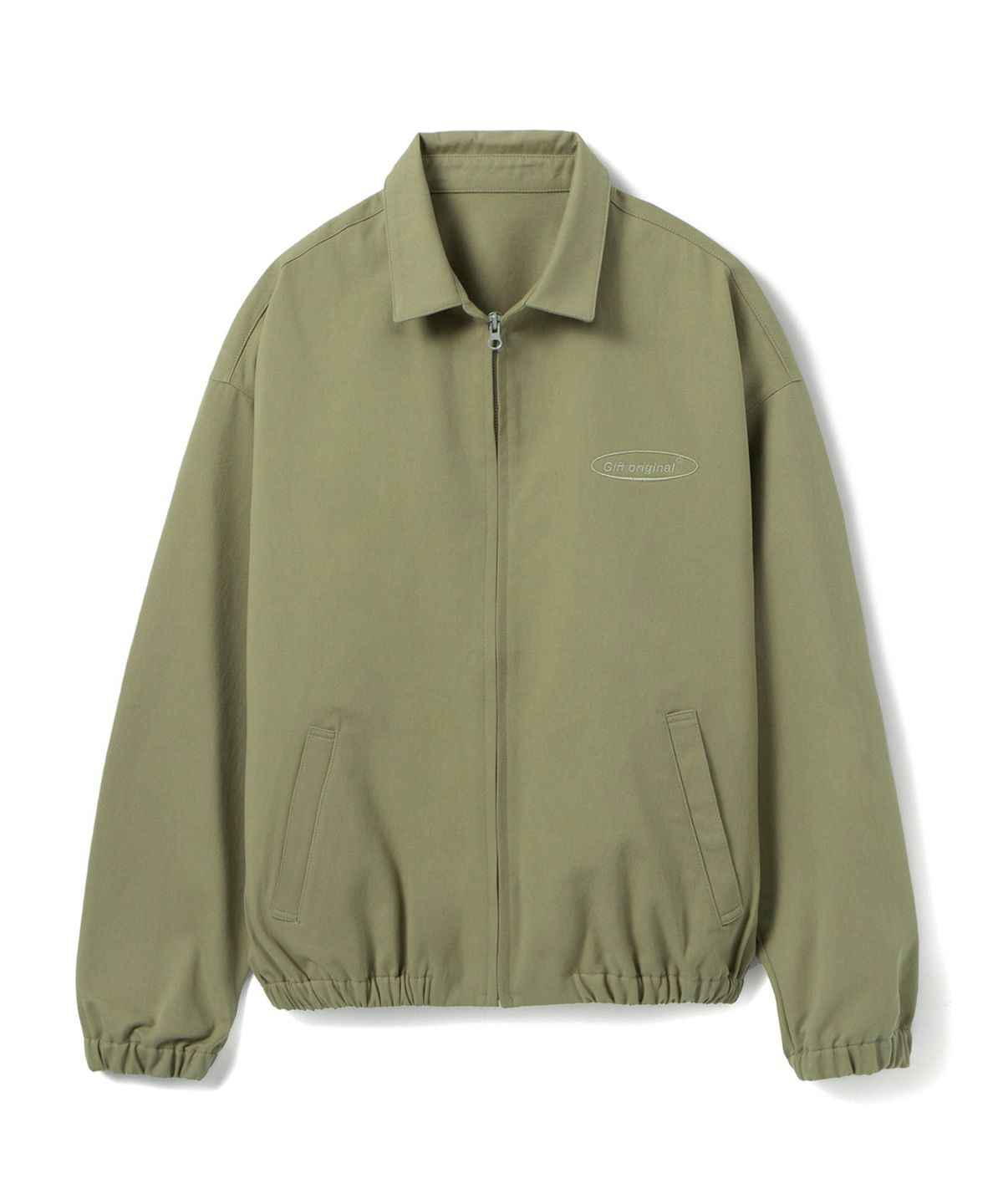 기프트오리지널(GIFTORIGINAL) (UNISEX) 베이직 G 로고 면자켓_카키