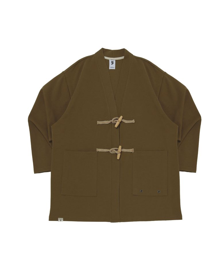 WOOL KNIT TOGGLE-BUTTON CARDIGAN (Brown)