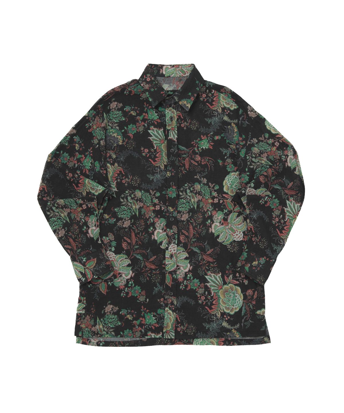 어낫띵(A NOTHING) VINTAGE FLOWER DROP-SHOULDER SHIRT (Black)