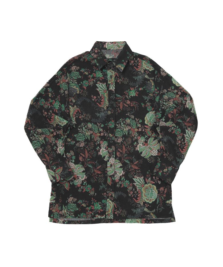 VINTAGE FLOWER DROP-SHOULDER SHIRT (Black)