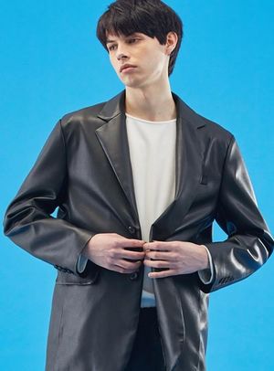 MEN 오버핏 마일드레더 블레이저 자켓