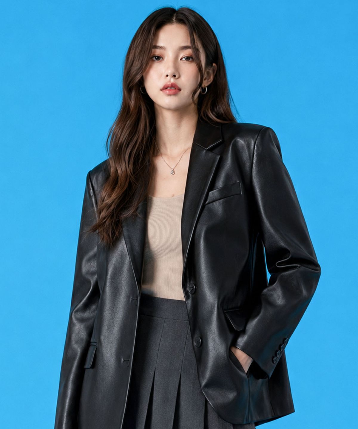 콜릿(KOLEAT) WOMEN 오버핏 마일드레더 블레이저 자켓