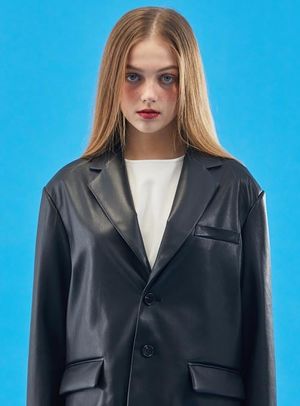 WOMEN 오버핏 마일드레더 블레이저 자켓