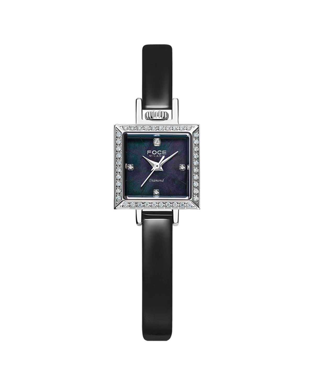 포체 레이디(FOCE LADY) 18mm 여성 다이아몬드 가죽시계 FM1912L-BK