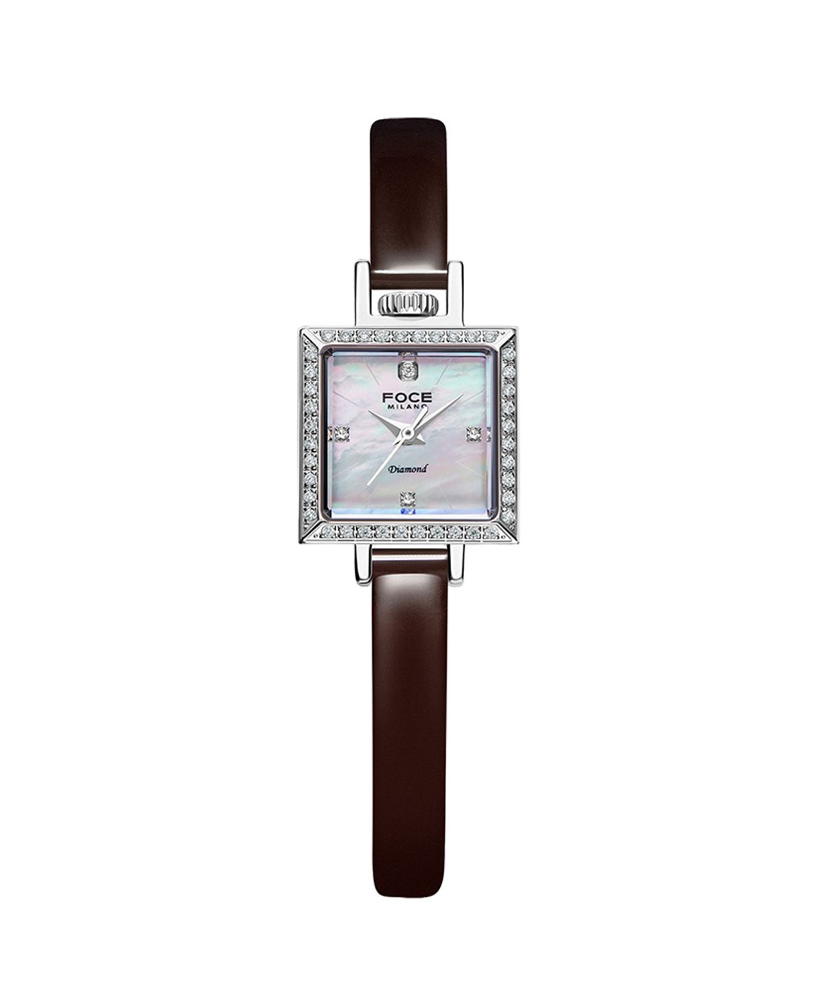 포체 레이디(FOCE LADY) 18mm 여성 다이아몬드 가죽시계 FM1912L-WH