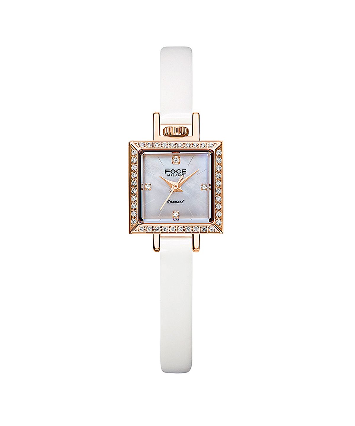 포체 레이디(FOCE LADY) 18mm 여성 다이아몬드 가죽시계 FM1912L-RG