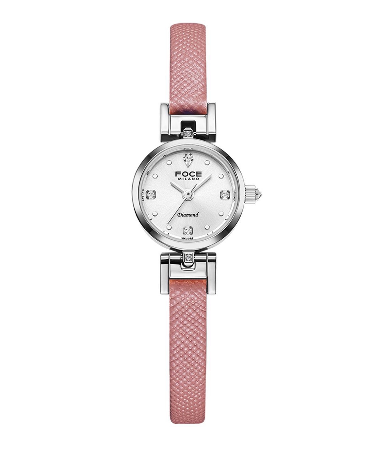 포체 레이디(FOCE LADY) 18mm 여성 다이아몬드 가죽시계 FM1901L-WH