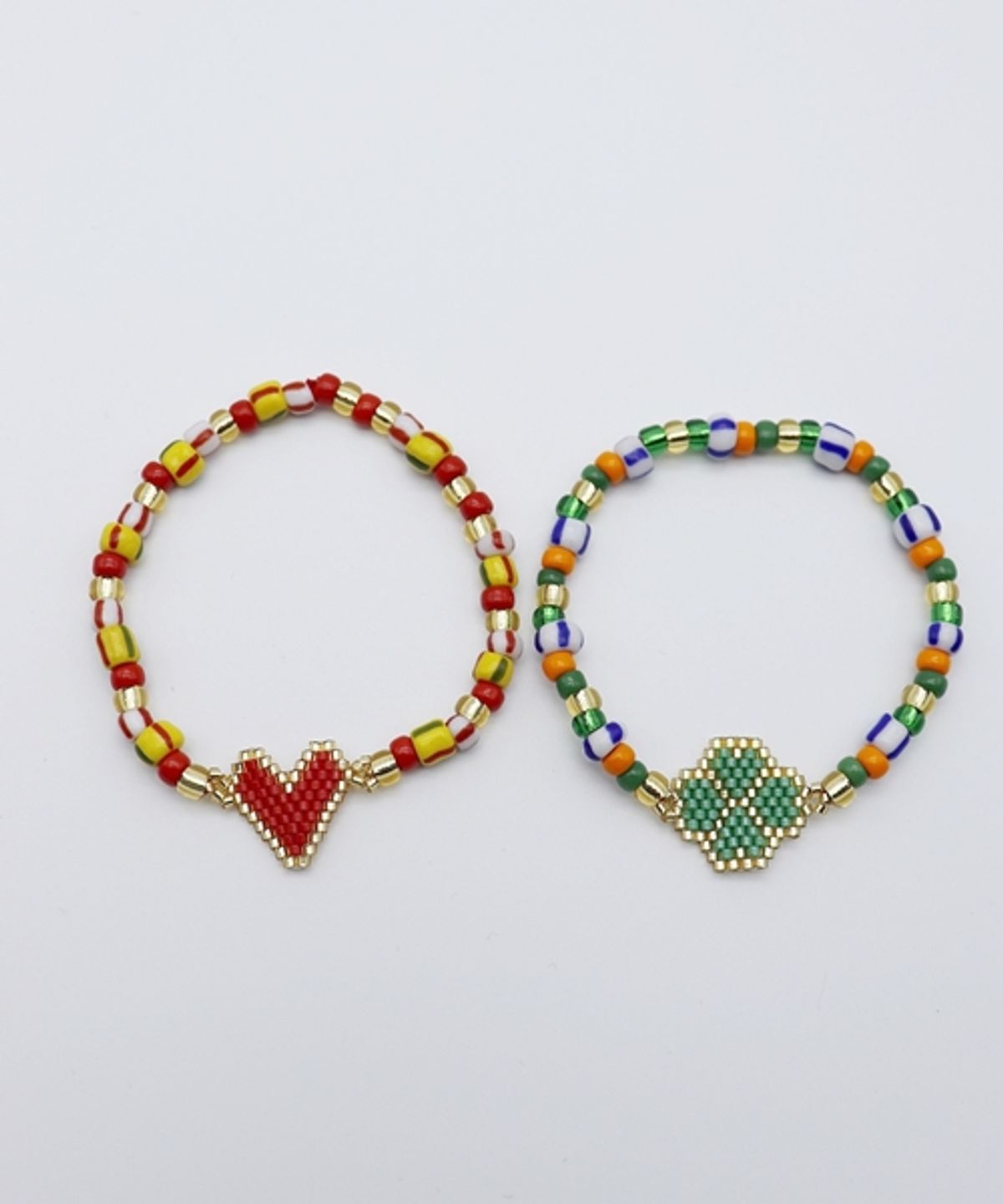 봉보(BONBEAU) Heart clover beads Bracelet 하트 클로버 비즈팔찌