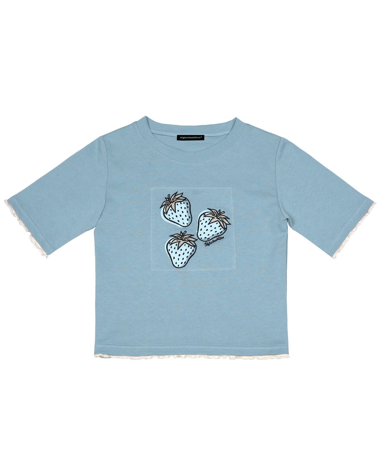하이스쿨디스코(HIGH SCHOOL DISCO) Strawberry Crop T-shirt_Sky Blue