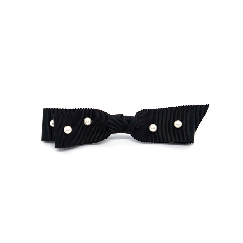 PEARL RIBBON HAIRPIN (BLACK)